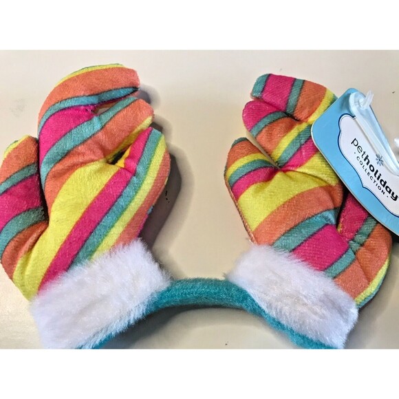 New Rainbow Pet Antlers Holiday Christmas Headband Reindeer Costume Small - Picture 2 of 5